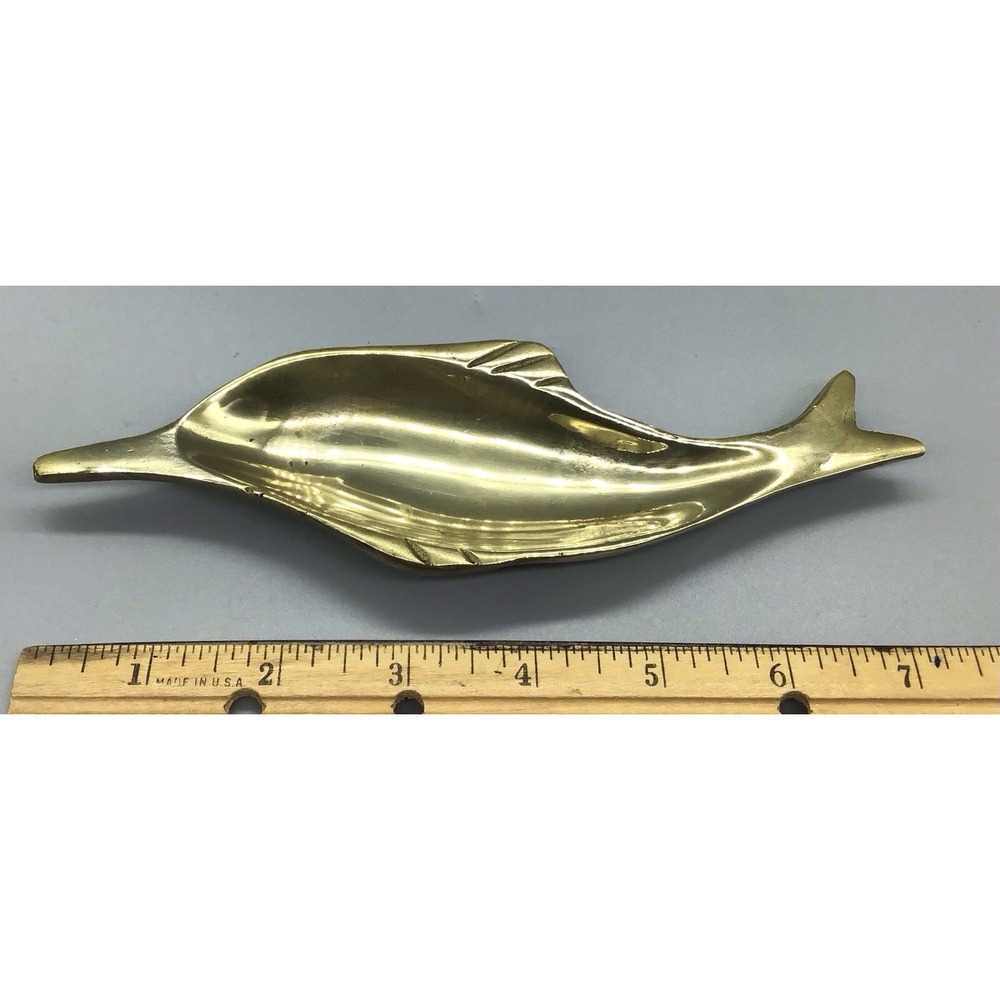7" Polished Brass Dolphin Trinket‎ Dish